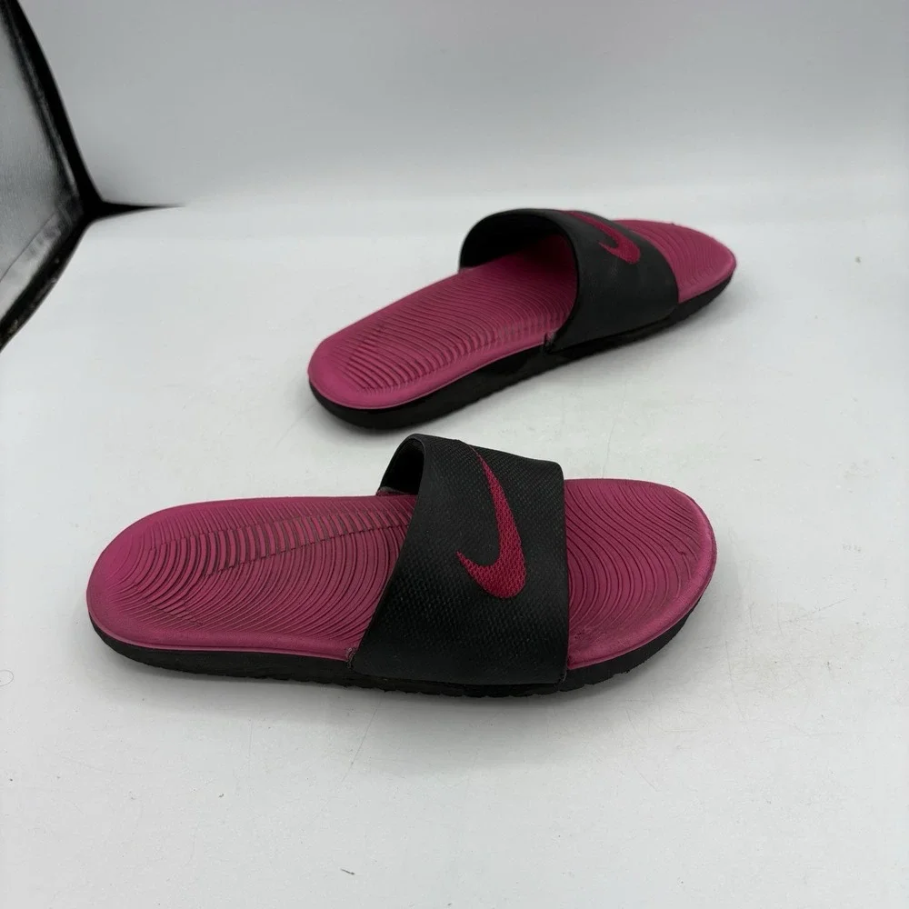 Nike Shoes Girls Youth Size 3‎ Y Kawa Black Pink Slides Sandals Kid 819353-001